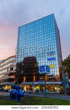 Office Tower At Dusk In The City Of Dortmund, Germany