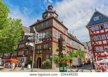 Square In The Old Town Of Herborn, Germany