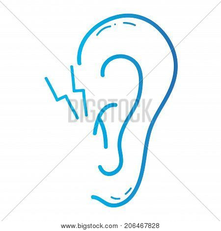 line ear with otitis sickness infection and inflammation vector illustration