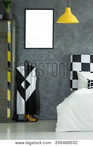 Bedroom With Yellow Lamp