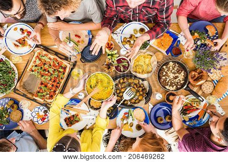 Friends Eating Bio Organic Food