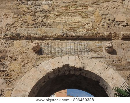 Porta Dei Due Leoni Gate In Cagliari