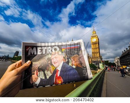 Newspaper Showing Jeremy Corbyn In London, Hdr
