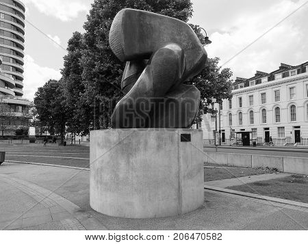 Moore Sculpture Titled Locking Piece In London Black And White