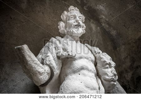 Statue of Hercules killing Nemean lion. Statue of the 16 century. Medieval art.