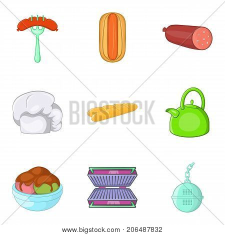 Luncheon icons set. Cartoon set of 9 luncheon vector icons for web isolated on white background