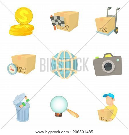 Worldwide company icons set. Cartoon set of 9 worldwide company vector icons for web isolated on white background