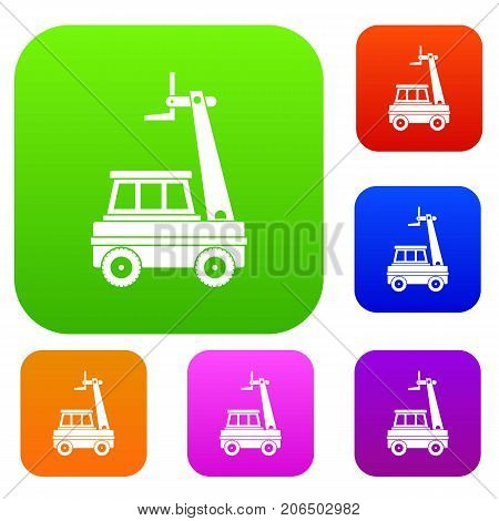 Cherry picker set icon color in flat style isolated on white. Collection sings vector illustration