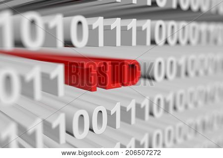 TLD as a binary code with blurred background 3D illustration