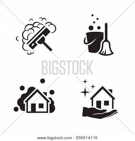 House cleaning services vector logo. Black icon on a white background