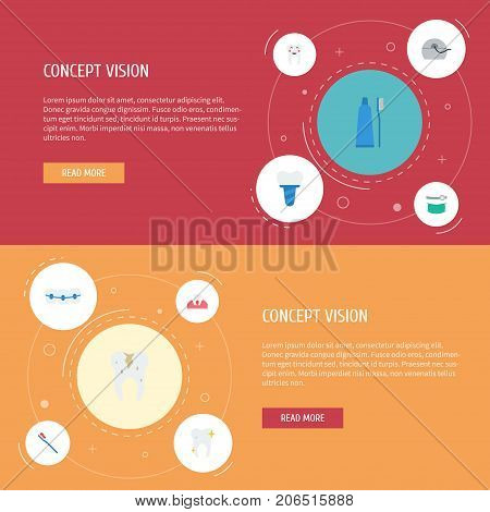 Flat Icons Cleaned, Decay, Halitosis And Other Vector Elements