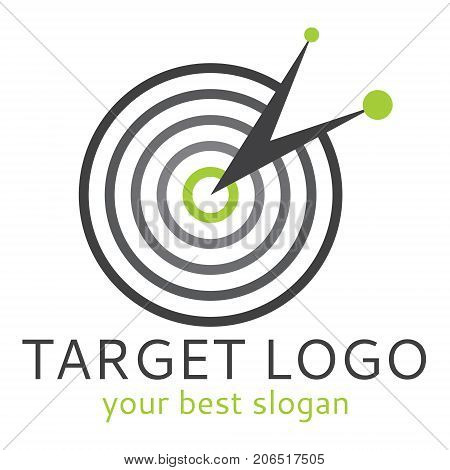 Vector logo with target and arrow in black and green