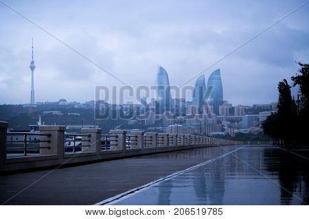 Rainy Day in Azerbaijan Capital City of Baku, Land of Fire
