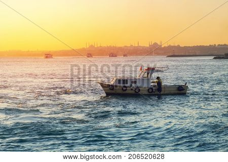 The view on the Bosphorus form Istanbul seaside