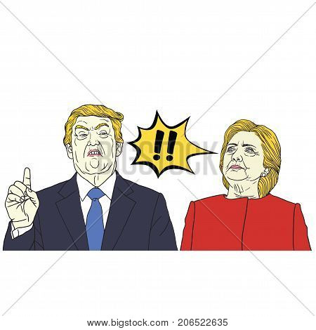 Donald Trump Vs Hillary Clinton. Pop Art Vector Illustration. September 29, 2017