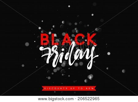 Black Friday sale, banner, poster advert. Card offert promotion design. Background lights bokeh