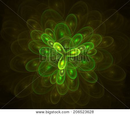Microbiology pattern. Cell division. An abstract computer generated modern fractal design on dark background. Abstract fractal color texture. Digital art. Abstract Form & Colors. Abstract fractal element pattern for your design.