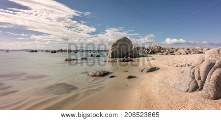 Rocky Coastline And Sandy Beach At Cavallo Island Near Corsica