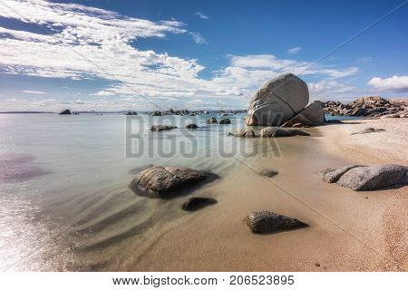 Rocky Coastline And Sandy Beach At Cavallo Island Near Corsica