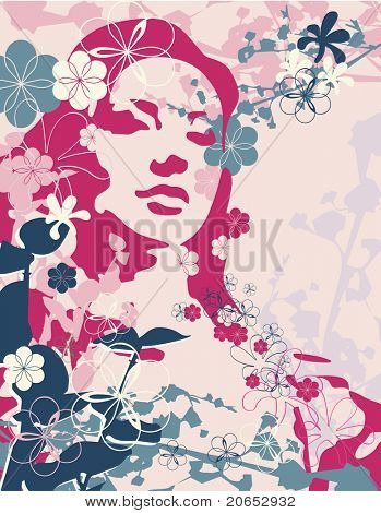  Vintage kép virágok, grunge, háttér