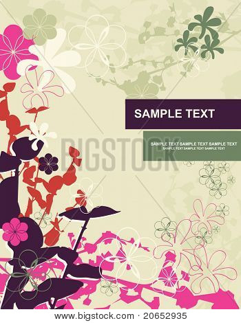  Vintage kép virágok, grunge, háttér