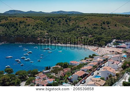 High angle view Montgo bay on the Costa Brava