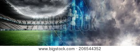 Digital composite of Sports stadium lights transition effect with clouds