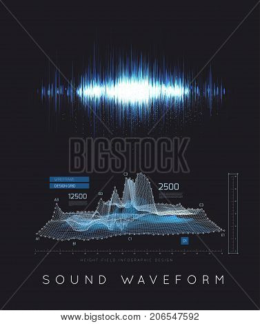 Graphic musical equalizer, sound waves, on a black background. Vector illustration
