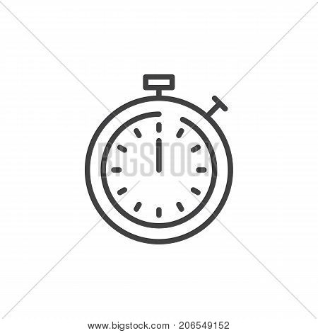 Timer line icon, outline vector sign, linear style pictogram isolated on white. Stopwatch symbol, logo illustration. Editable stroke