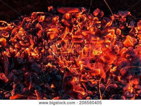 abstract background of burning coals . Photo of an abstract texture
