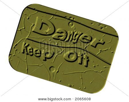 Warped Metal Danger Sign