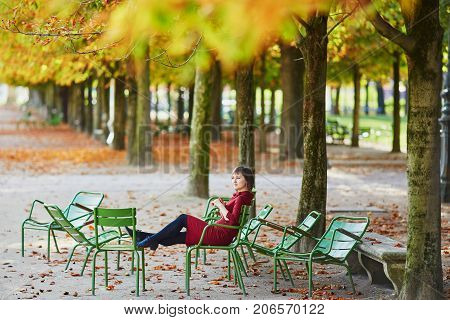 Woman In Paris On A Bright Fall Day