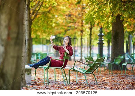 Woman In Paris On A Bright Fall Day