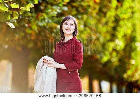 Woman In Paris On A Bright Fall Day