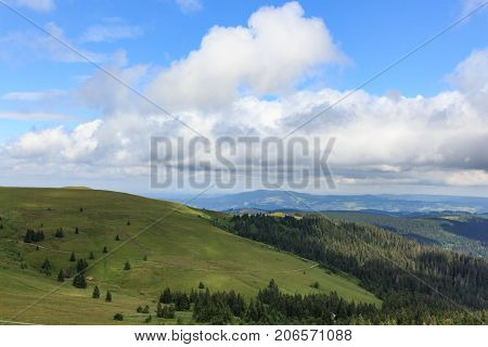 View from a observation deck at the Feldberg mountain over the Black Forest
