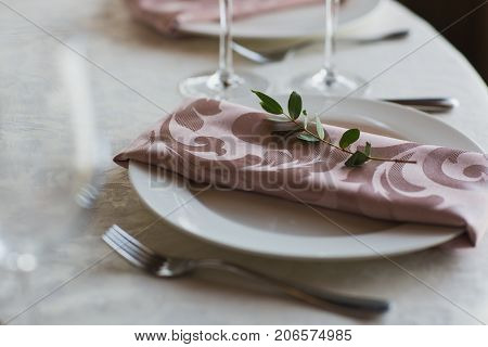 Beautiful flowers on table in wedding day