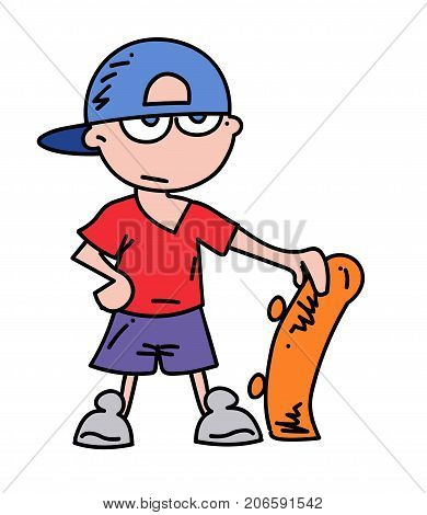 Teenager cartoon hand drawn image. Original colorful artwork, comic childish style drawing.