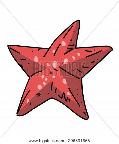 Starfish cartoon hand drawn image. Original colorful artwork, comic childish style drawing.