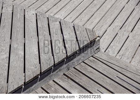 Gray Weathered Wood Deck Planks .walkway step .