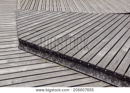 Gray Weathered Wood Deck Planks .walkway step .