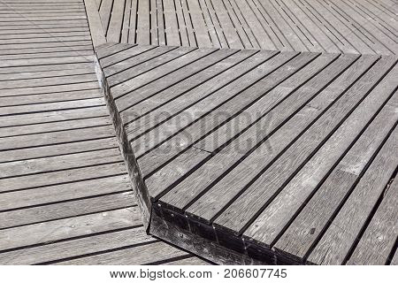 Gray Weathered Wood Deck Planks .walkway step .