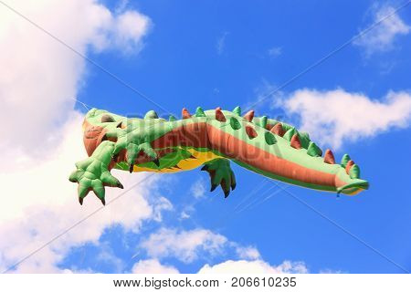 Bright Kites Floating In The Blue Sky, Kite Festival, Air Dragon