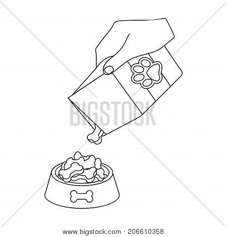 Feeding a pet, feed in a bowl. Pet, dog care single icon in outline style vector symbol stock illustration .