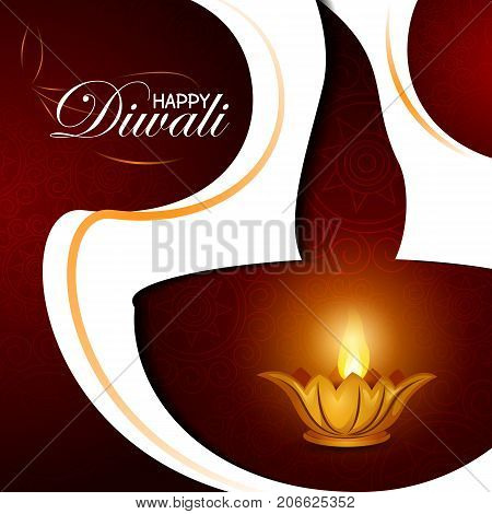 easy to edit vector illustration of decorated diya for Happy Diwali holiday background
