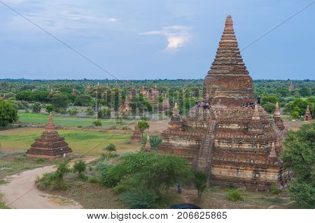 BAGAN MYANMAR - SEP 04 2017: The Temples of bagan in Myanmar on September 04 2017 The ruins of Bagan has 2200 temples and pagodas