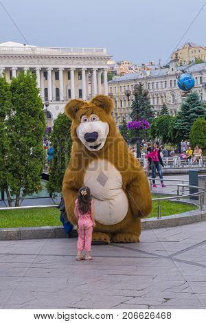 KIEV UKRAINE - JUNE 05 : The Maidan Nezalezhnosti in Kiev Ukraine on 05 June 2017 it is one of the city's main squares located on Khreshchatyk Street