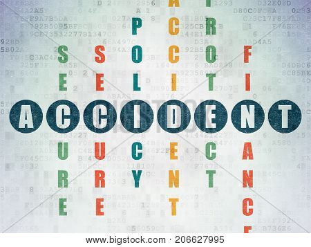 Insurance concept: Painted blue word Accident in solving Crossword Puzzle on Digital Data Paper background