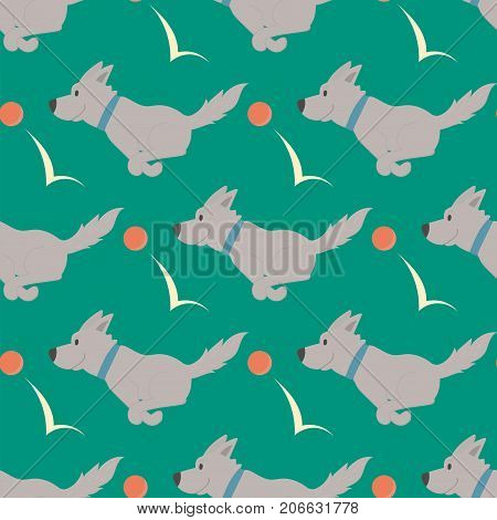 Vector illustration cute dogs characters seamless pattern funny purebred puppy comic background smile happy mammal breed drawing icon. Pedigree terrier canine adorable animal.
