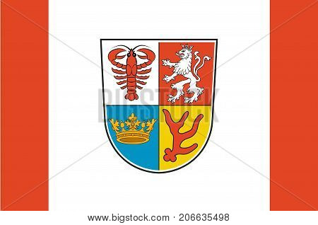 Flag of Spree-Neisse is a district in the southern part of Brandenburg Germany. Vector illustration
