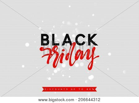 Black Friday sale, banner, poster advert. Card offert promotion design. Background lights bokeh
